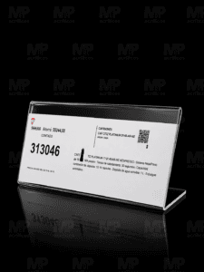 15- Porta Precio con pie Acrilico o Pet